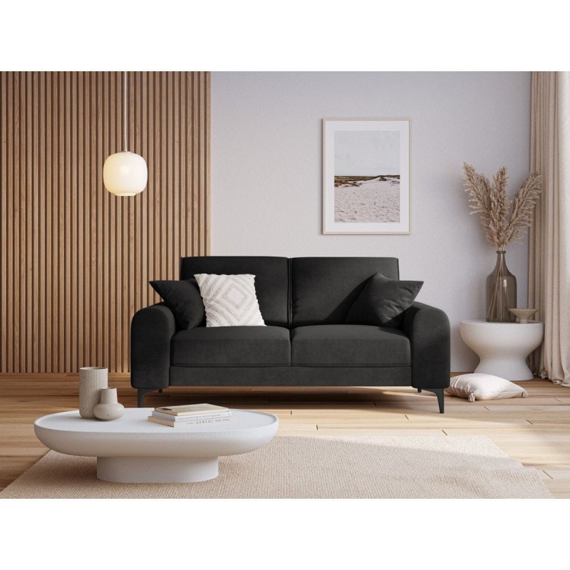 Canapé velours Larnite Gris Foncé Pieds Métal Chromé Noir 2 Places BOUTICA DESIGN MIC_2S_51_B2_LARNITE11