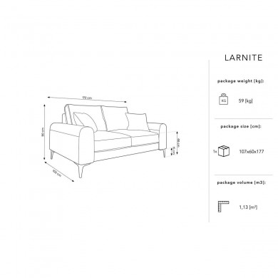 Canapé Larnite Beige Clair 2 Places BOUTICA DESIGN MIC_2S_52_B1_LARNITE1