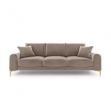 Canapé velours Larnite Cappuccino Pieds Métal Doré 3 Places BOUTICA DESIGN MIC_3S_51_B1_LARNITE1