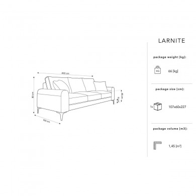 Canapé velours Larnite Cappuccino Pieds Métal Doré 3 Places BOUTICA DESIGN MIC_3S_51_B1_LARNITE1