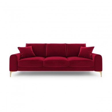 Canapé velours Larnite Rouge Pieds Métal Doré 3 Places BOUTICA DESIGN MIC_3S_51_B1_LARNITE2