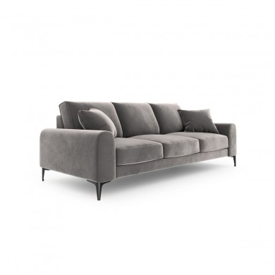 Canapé velours Larnite Gris Clair Pieds Métal Chromé Noir 3 Places BOUTICA DESIGN MIC_3S_51_B2_LARNITE10