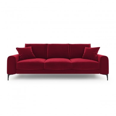 Canapé velours Larnite Rouge Pieds Métal Chromé Noir 4 Places BOUTICA DESIGN MIC_4S_51_B2_LARNITE2