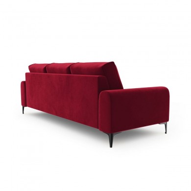 Canapé velours Larnite Rouge Pieds Métal Chromé Noir 4 Places BOUTICA DESIGN MIC_4S_51_B2_LARNITE2