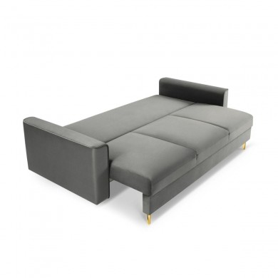 Canapé convertible avec coffre Leona Gris Clair Pieds Métal Doré 3 Places BOUTICA DESIGN MIC_3S_2_A1_LEONA10