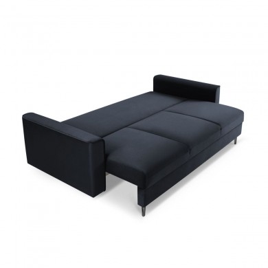 Canapé convertible avec coffre Leona Bleu Foncé Pieds Métal Chromé Noir 3 Places BOUTICA DESIGN MIC_3S_2_A3_LEONA7