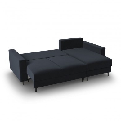 Canapé convertible avec coffre Leona Bleu Foncé Pieds Métal Chromé Noir 4 Places BOUTICA DESIGN MIC_CORF_2_A3_LEONA7