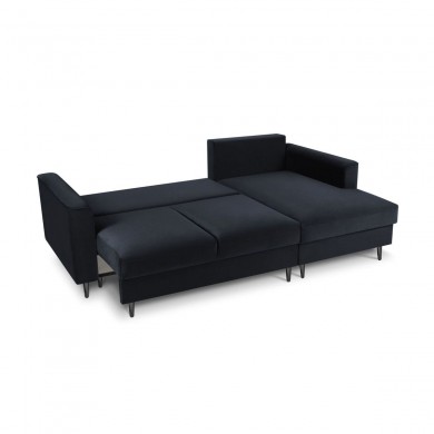 Canapé d'angle droit convertible avec coffre Leona Bleu Foncé Pieds Métal Chromé Noir BOUTICA DESIGN MIC_RC_2_A3_LEONA7