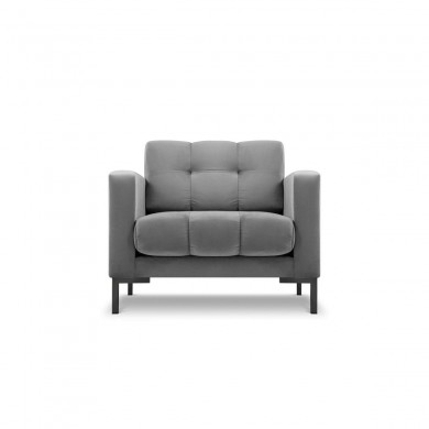 Fauteuil velours Mamaia Gris Clair Pieds Métal Noir BOUTICA DESIGN MIC_ARM_51_F1_MAMAIA11