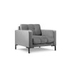 Fauteuil velours Mamaia Gris Clair Pieds Métal Noir BOUTICA DESIGN MIC_ARM_51_F1_MAMAIA11