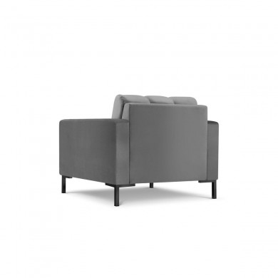 Fauteuil velours Mamaia Gris Clair Pieds Métal Noir BOUTICA DESIGN MIC_ARM_51_F1_MAMAIA11