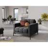 Fauteuil velours Mamaia Gris Foncé Pieds Métal Noir BOUTICA DESIGN MIC_ARM_51_F1_MAMAIA12