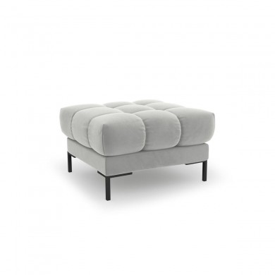 Pouf velours Mamaia Argent Pieds Métal Noir BOUTICA DESIGN MIC_POUF_51_F1_MAMAIA10