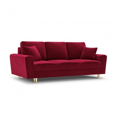 Canapé convertible avec coffre Moghan Rouge Pieds Métal Doré 3 Places BOUTICA DESIGN MIC_3SF_2_A1_MOGHAN2