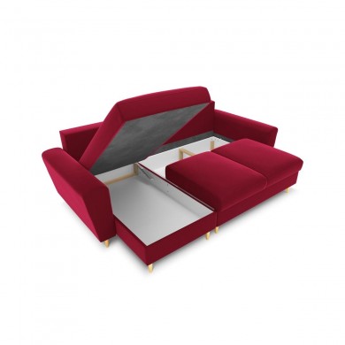 Canapé convertible avec coffre Moghan Rouge Pieds Métal Doré 4 Places BOUTICA DESIGN MIC_COR_2_A1_MOGHAN2