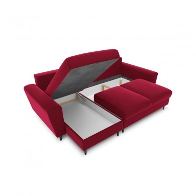 Canapé convertible avec coffre Moghan Rouge Pieds Métal Chromé Noir 4 Places BOUTICA DESIGN MIC_COR_2_A3_MOGHAN2