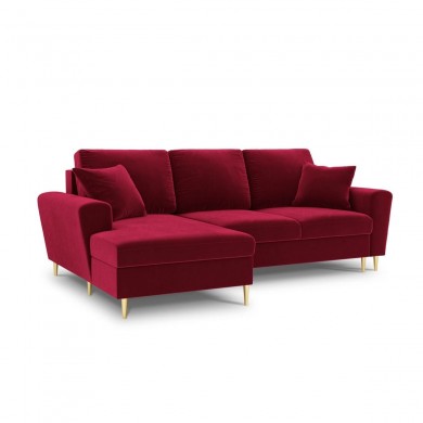 Canapé d'angle gauche convertible avec coffre Moghan Rouge Pieds Métal Doré 4 Places BOUTICA DESIGN MIC_LCF_2_A1_MOGHAN2