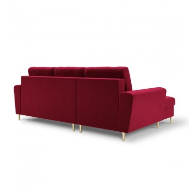 Canapé d'angle gauche convertible avec coffre Moghan Rouge Pieds Métal Doré 4 Places BOUTICA DESIGN MIC_LCF_2_A1_MOGHAN2