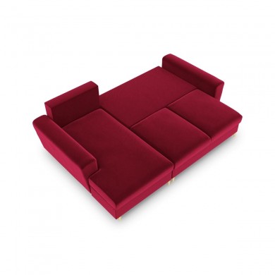 Canapé d'angle gauche convertible avec coffre Moghan Rouge Pieds Métal Doré 4 Places BOUTICA DESIGN MIC_LCF_2_A1_MOGHAN2