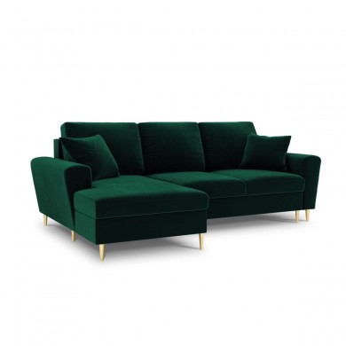 Canapé d'angle gauche convertible avec coffre Moghan Vert Bouteille Pieds Métal Doré 4 Places BOUTICA DESIGN MIC_LCF_2_A1_MOGHAN6