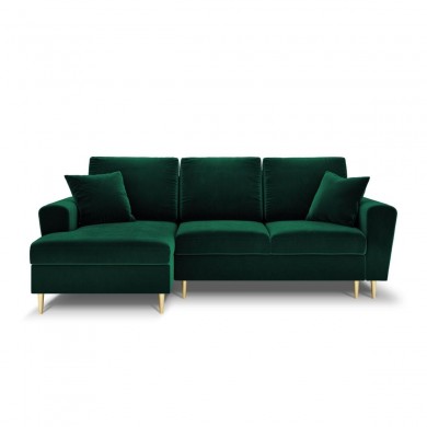 Canapé d'angle gauche convertible avec coffre Moghan Vert Bouteille Pieds Métal Doré 4 Places BOUTICA DESIGN MIC_LCF_2_A1_MOGHAN6