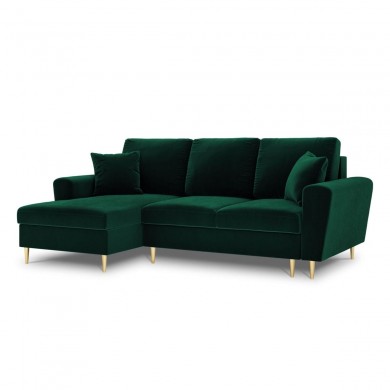 Canapé d'angle gauche convertible avec coffre Moghan Vert Bouteille Pieds Métal Doré 4 Places BOUTICA DESIGN MIC_LCF_2_A1_MOGHAN6