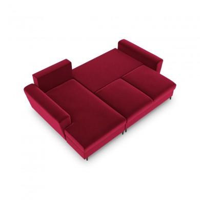 Canapé d'angle gauche convertible avec coffre Moghan Rouge Pieds Métal Chromé Noir 4 Places BOUTICA DESIGN MIC_LCF_2_A3_MOGHAN2