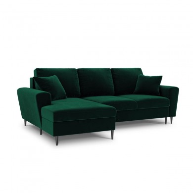 Canapé d'angle gauche convertible avec coffre Moghan Vert Bouteille Pieds Métal Chromé Noir 4 Places BOUTICA DESIGN MIC_LCF_2_A3_MOGHAN6