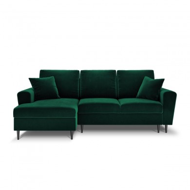 Canapé d'angle gauche convertible avec coffre Moghan Vert Bouteille Pieds Métal Chromé Noir 4 Places BOUTICA DESIGN MIC_LCF_2_A3_MOGHAN6