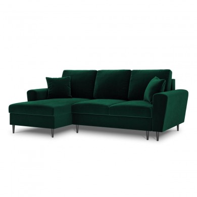 Canapé d'angle gauche convertible avec coffre Moghan Vert Bouteille Pieds Métal Chromé Noir 4 Places BOUTICA DESIGN MIC_LCF_2_A3_MOGHAN6