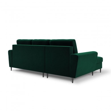 Canapé d'angle gauche convertible avec coffre Moghan Vert Bouteille Pieds Métal Chromé Noir 4 Places BOUTICA DESIGN MIC_LCF_2_A3_MOGHAN6