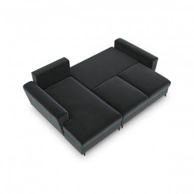 Canapé d'angle gauche convertible avec coffre Moghan Gris Foncé Pieds Métal Chromé Noir 4 Places BOUTICA DESIGN MIC_LCF_2_A3_MOGHAN9