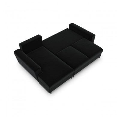 Canapé d'angle gauche convertible avec coffre Moghan Noir Pieds Métal Chromé Noir 4 Places BOUTICA DESIGN MIC_LCF_2_A3_MOGHAN10