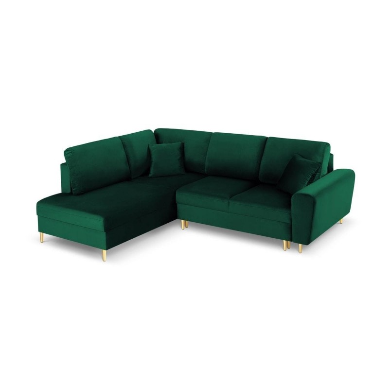 Canapé d'angle gauche convertible avec coffre Moghan Vert Bouteille Pieds Métal Doré 5 Places BOUTICA DESIGN MIC_LCF_L_2_A1_MOGHAN6