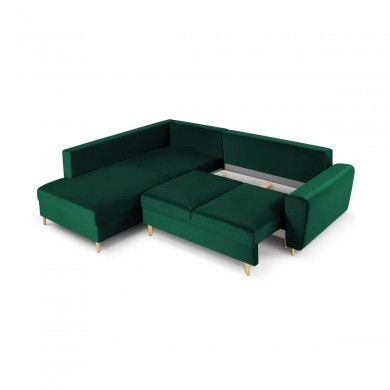 Canapé d'angle gauche convertible avec coffre Moghan Vert Bouteille Pieds Métal Doré 5 Places BOUTICA DESIGN MIC_LCF_L_2_A1_MOGHAN6