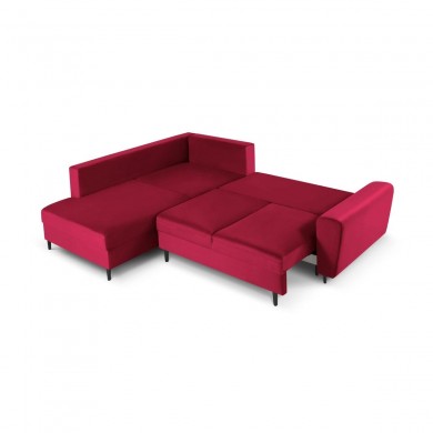 Canapé d'angle gauche convertible avec coffre Moghan Rouge Pieds Métal Chromé Noir 5 Places BOUTICA DESIGN MIC_LCF_L_2_A3_MOGHAN2