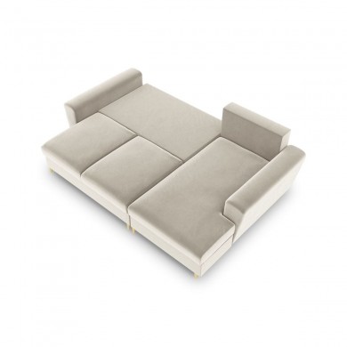 Canapé d'angle droit convertible avec coffre Moghan Beige Pieds Métal Doré 4 Places BOUTICA DESIGN MIC_RCF_2_A1_MOGHAN1