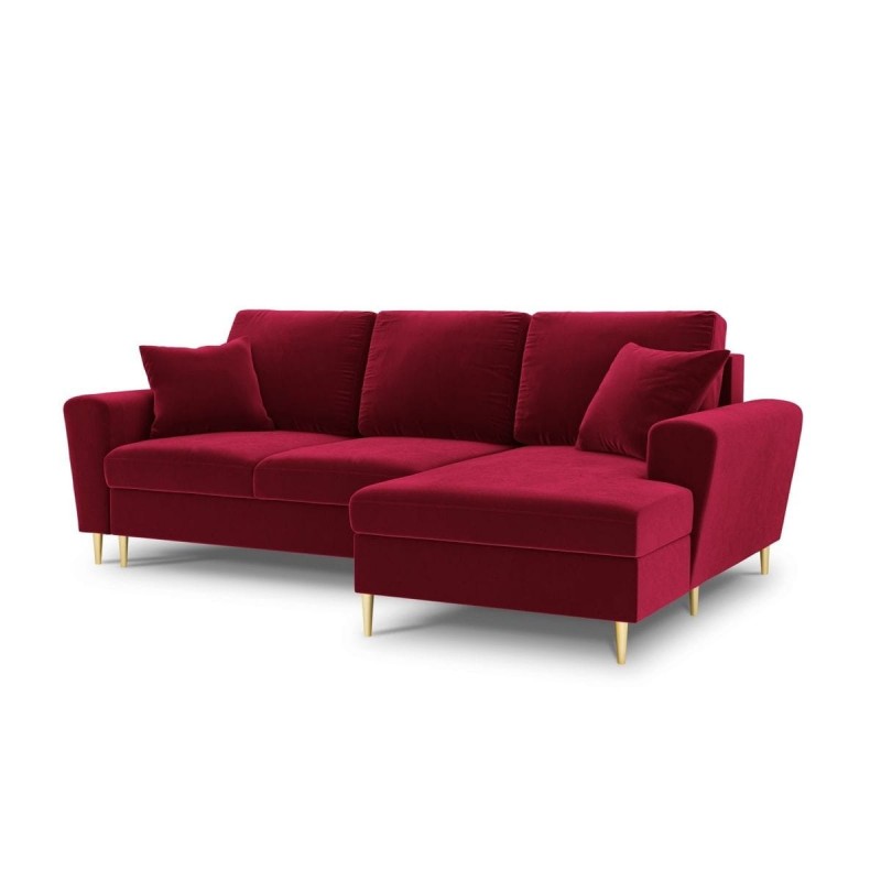 Canapé d'angle droit convertible avec coffre Moghan Rouge Pieds Métal Doré 4 Places BOUTICA DESIGN MIC_RCF_2_A1_MOGHAN2