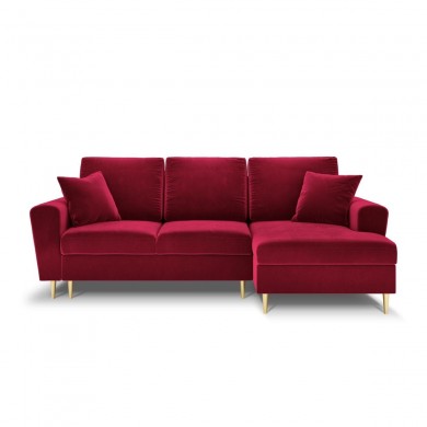 Canapé d'angle droit convertible avec coffre Moghan Rouge Pieds Métal Doré 4 Places BOUTICA DESIGN MIC_RCF_2_A1_MOGHAN2