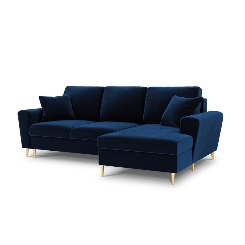 Canapé d'angle droit convertible avec coffre Moghan Bleu Roi Pieds Métal Doré 4 Places BOUTICA DESIGN MIC_RCF_2_A1_MOGHAN4