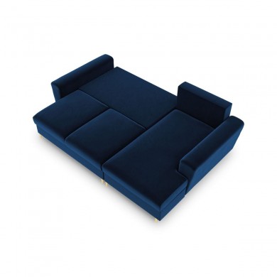 Canapé d'angle droit convertible avec coffre Moghan Bleu Roi Pieds Métal Doré 4 Places BOUTICA DESIGN MIC_RCF_2_A1_MOGHAN4