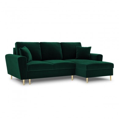 Canapé d'angle droit convertible avec coffre Moghan Vert Bouteille Pieds Métal Doré 4 Places BOUTICA DESIGN MIC_RCF_2_A1_MOGHAN6