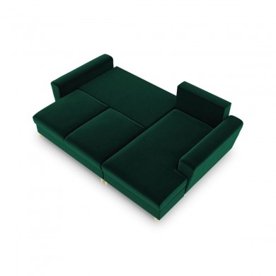 Canapé d'angle droit convertible avec coffre Moghan Vert Bouteille Pieds Métal Doré 4 Places BOUTICA DESIGN MIC_RCF_2_A1_MOGHAN6