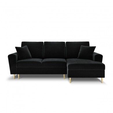 Canapé d'angle droit convertible avec coffre Moghan Noir Pieds Métal Doré 4 Places BOUTICA DESIGN MIC_RCF_2_A1_MOGHAN10