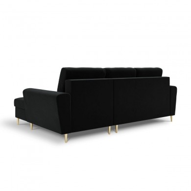 Canapé d'angle droit convertible avec coffre Moghan Noir Pieds Métal Doré 4 Places BOUTICA DESIGN MIC_RCF_2_A1_MOGHAN10