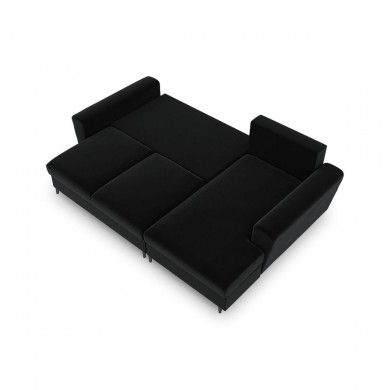 Canapé d'angle droit convertible avec coffre Moghan Noir Pieds Métal Chromé Noir 4 Places BOUTICA DESIGN MIC_RCF_2_A3_MOGHAN10