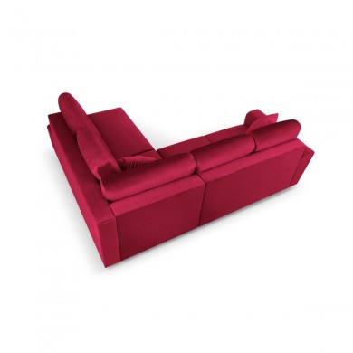 Canapé d'angle droit convertible avec coffre Moghan Rouge Pieds Métal Doré 5 Places BOUTICA DESIGN MIC_RCF_L_2_A1_MOGHAN2