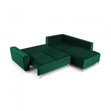 Canapé d'angle droit convertible avec coffre Moghan Vert Bouteille Pieds Métal Doré 5 Places BOUTICA DESIGN MIC_RCF_L_2_A1_MOGHAN6