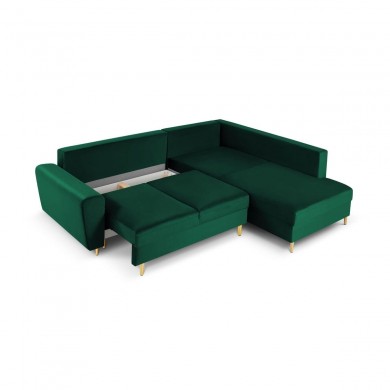 Canapé d'angle droit convertible avec coffre Moghan Vert Bouteille Pieds Métal Doré 5 Places BOUTICA DESIGN MIC_RCF_L_2_A1_MOGHAN6