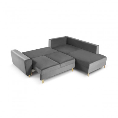 Canapé d'angle droit convertible avec coffre Moghan Gris Clair Pieds Métal Doré 5 Places BOUTICA DESIGN MIC_RCF_L_2_A1_MOGHAN8